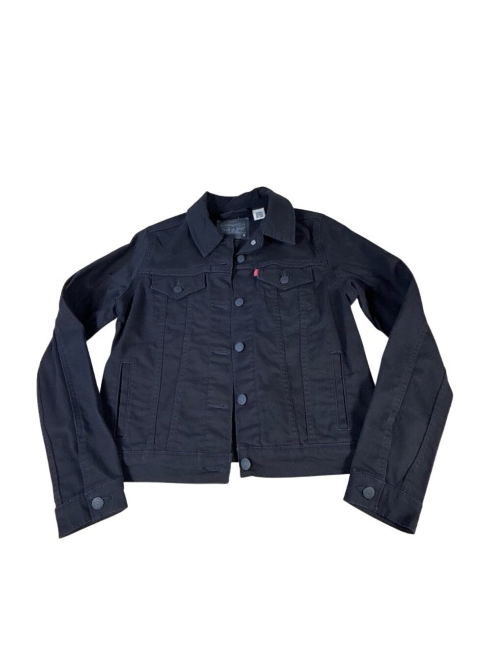 Levi's Black Denim Jacket Girls Size M Classic Button-Up Style Jean Jacket